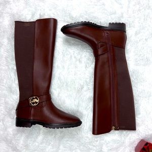 Authentic Coach Women’s High-Knee Winter Leather Boots - Dark Brown Size 5B